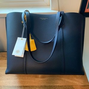 Tory Burch Navy Perry Leather Tote. NWT.